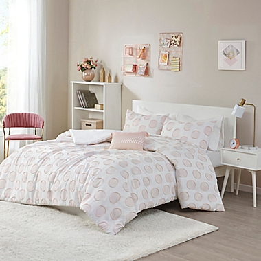 Intelligent Design Jennifer 4-Piece Clipped Jacquard Full/Queen Duvet Cover Set in Blush. View a larger version of this product image.