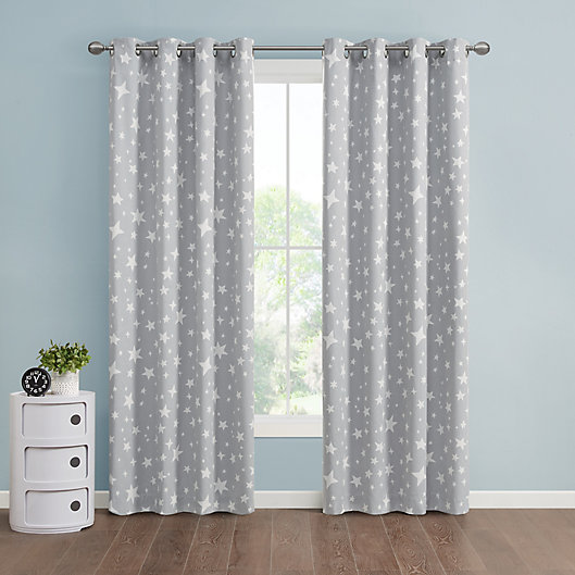 Alternate image 1 for Marmalade™ Twinkle 108-Inch Grommet 100% Blackout Window Curtain Panel in Grey (Single)
