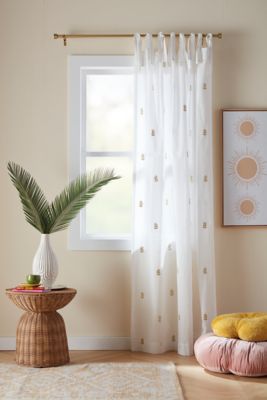 Wild Sage&trade; Leslie Embroidered Tab Top Sheer Window Curtain Panel in Ivory