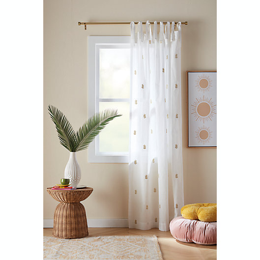 Alternate image 1 for Wild Sage™ Leslie Embroidered 108-Inch Tab Top Sheer Window Curtain Panel in Ivory