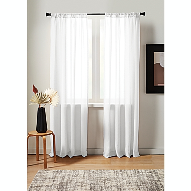 Studio 3B&trade; Nelis Linen Blend 63-Inch Sheer Rod Pocket Window Panel in White (Single). View a larger version of this product image.