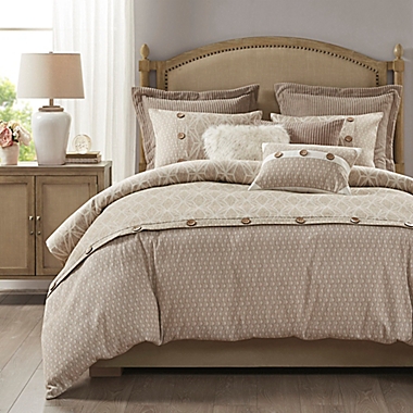 Madison Park&reg; Signature Grace 9-Piece Geometric Jacquard King Comforter Set in Taupe. View a larger version of this product image.