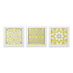 Madison Park Tuscan Tiles 12-Inch x 12-Inch Framed Wall Art in Yellow (Set of 3)