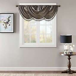 Madison Park Elena Faux Silk Waterfall Window Valance in Pewter
