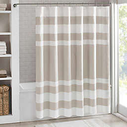 Madison Park 72-Inch x 84-Inch Spa Waffle Shower Curtain in Taupe