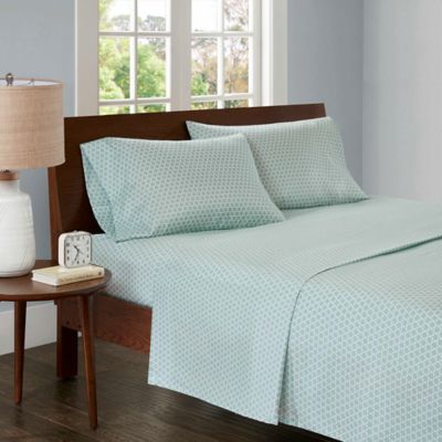 Madison Park 3M Microcell Printed Queen Sheet Set in Aqua