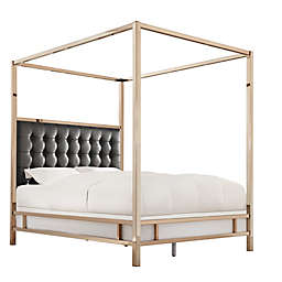 iNSPIRE Q® Indio Champagne Gold Upholstered Canopy Bed