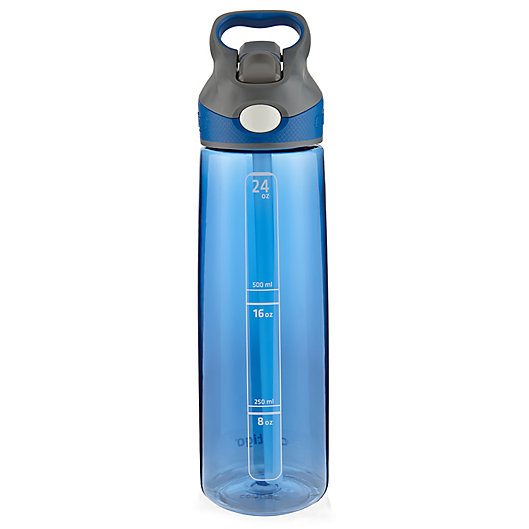 New Contigo 2 pack AUTOSPOUT 32OZ Water Bottles 2 Bonus Straws Blue & Grey