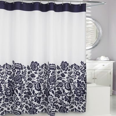 navy fabric shower curtain