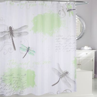Dragonfly Fabric Shower Curtain | Bed 