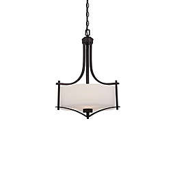 Savoy House Colton 3-Light Ceiling-Mount Chandelier in Bronze with Opal Glass Drum Shade
