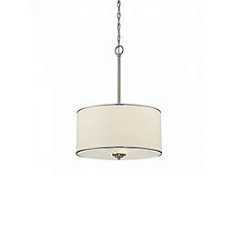 Savoy House Grove 3-Light Pendant in Satin Nickel with Fabric Drum Shade