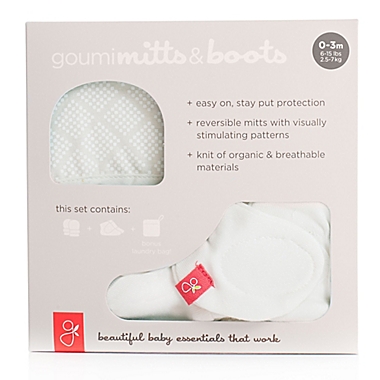 goumi Organic Cotton Size 0-3M 2-Piece Mitt and Bootie Set in Diamond Dots Cream. View a larger version of this product image.