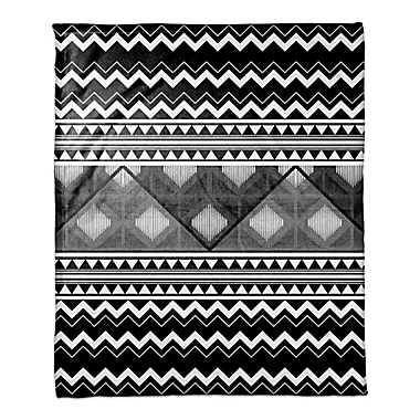 Multi Trend Boho Tribal Throw Blanket in White/Black. View a larger version of this product image.