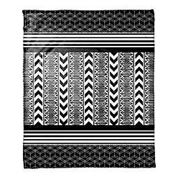 Layered Tribal Print Throw Blanket in Black/White