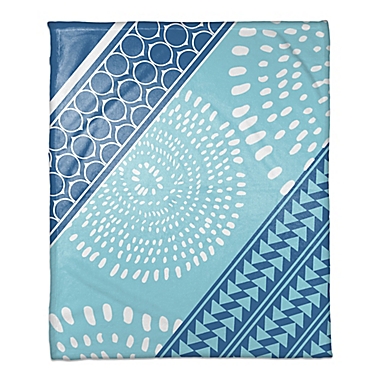 Boho Tribal Throw Blanket in Blue/White. View a larger version of this product image.