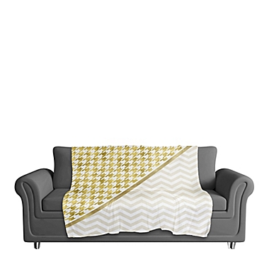Houndstooth Chevron Throw Blanket in Gold/White. View a larger version of this product image.