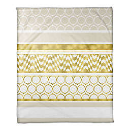 Layered Patterns Throw Blanket in Gold/Cream