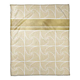 Geometric Spiral Throw Blanket in Gold/Ivory