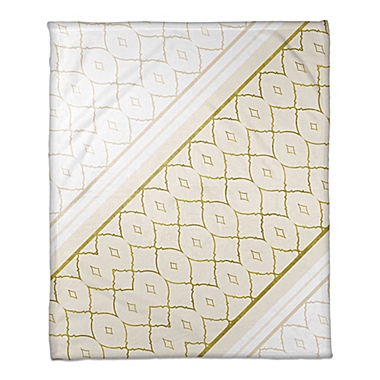 Quatrefoil and Diamonds Throw Blanket in White/Gold. View a larger version of this product image.