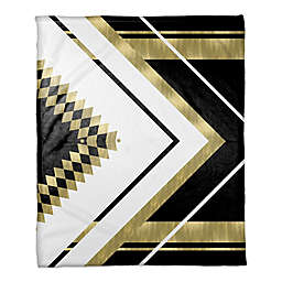 Symmetrical Pattern Throw Blanket in Black/Gold