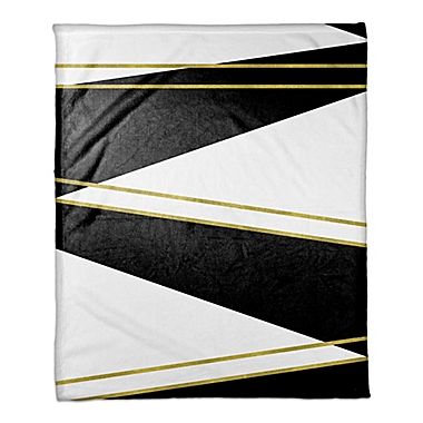 Black and White with Gold Trims Throw Blanket. View a larger version of this product image.