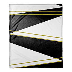 Black and White with Gold Trims Throw Blanket