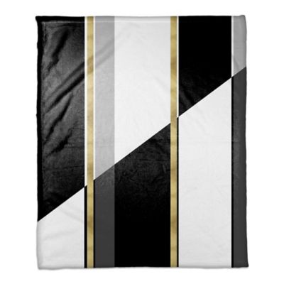 Black and White Inversed with Gold Throw Blanket