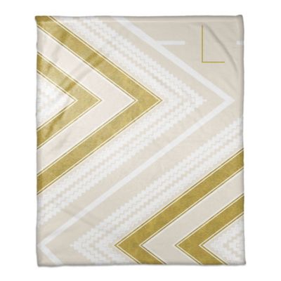 Zigzag Personalized Throw Blanket in Gold and Cream