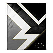 Color Blocked Personalized Throw Blanket in Black/White/Gold