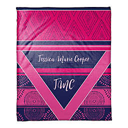Boho Personalized Throw Blanket in Pink/Purple
