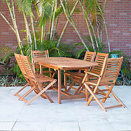 Amazonia Milano 7-Piece Oval Eucalyptus Wood Extendable Outdoor Patio Dining Set