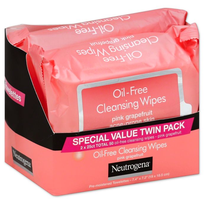 Neutrogena Twin Pack 25 Count Oil Free Cleansing Wipes In Pink Grapefruit Bed Bath Beyond