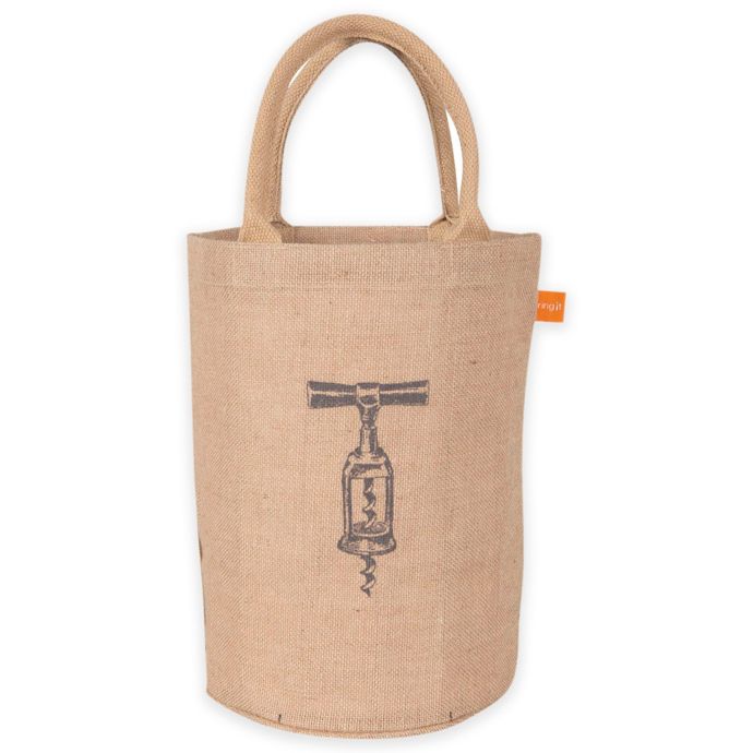 Jute Corkscrew Bucket Tote Bag in Natural/Pewter Bed Bath & Beyond
