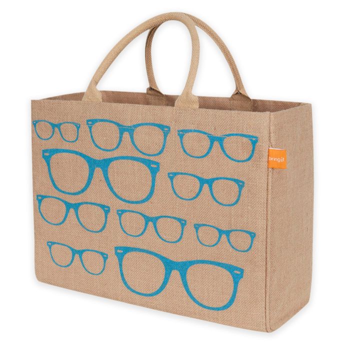 Jute Sunglasses Market Tote Bag in Blue Bed Bath & Beyond