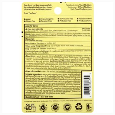 Sun Bum&reg; Sunscreen Lip Balm in Coconut, Banana, and Watermelon SPF 30 (Set of 3). View a larger version of this product image.