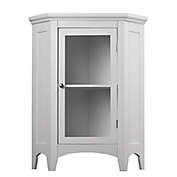 Teamson Home Madison Wooden Corner Floor Cabinet with Glass Door in White