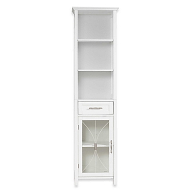 Teamson Home Delaney Wooden Linen Cabinet with Storage in White. View a larger version of this product image.