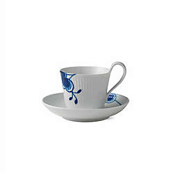 Royal Copenhagen Fluted Mega Cup and Saucer in Blue