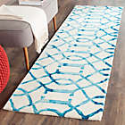Alternate image 1 for Safavieh Dip Dye Entwine 2-Foot 3-Inch x 10-Foot Hand-Tufted Wool Area Rug in Ivory/Turquoise