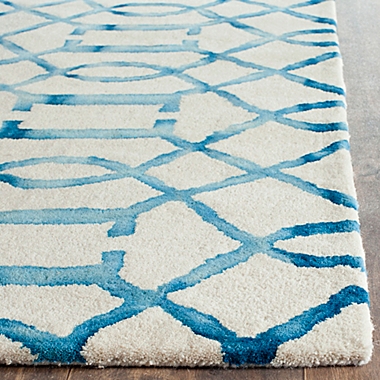 Safavieh Dip Dye Entwine 2-Foot 3-Inch x 10-Foot Hand-Tufted Wool Area Rug in Ivory/Turquoise. View a larger version of this product image.