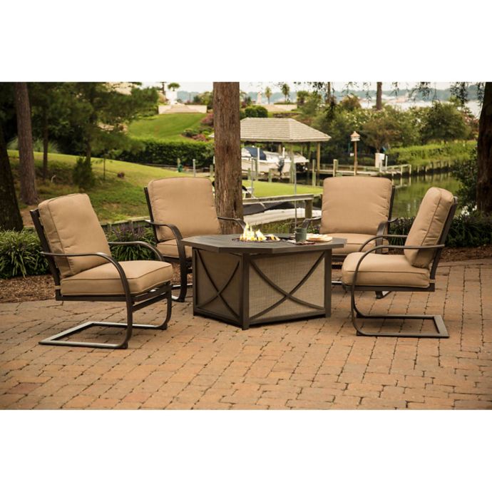 Agio Davenport 5 Piece Outdoor Fire Pit Chat Set Bed Bath Beyond