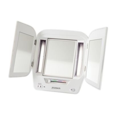 Jerdon Tri-Fold LED Lighted Makeup Mirror
