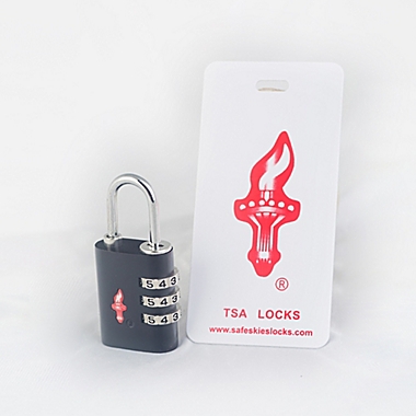 Safe Skies&reg; 3-Dial TSA-Recognized Lock in Black with Luggage Tag. View a larger version of this product image.