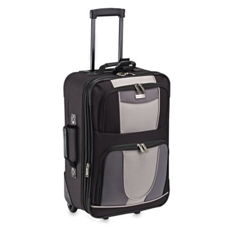 Geoffrey Beene 21-Inch Expandable Carry-On Suitcase in Black/Grey | Bed ...