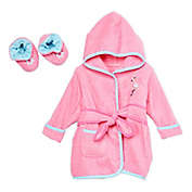 Spasilk&reg; Baby Flamingo Hooded Terry Bathrobe and Booties Set in Pink