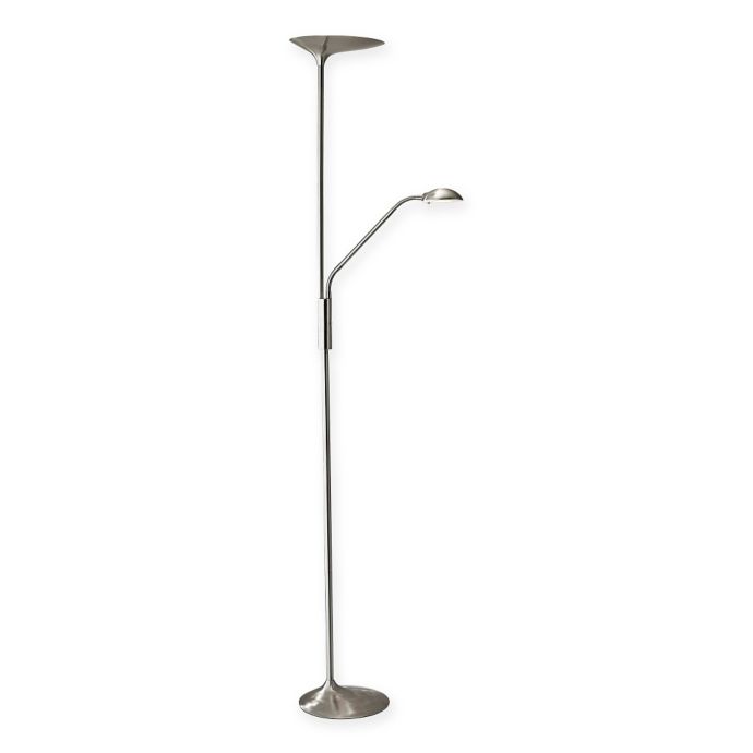 Adesso Kepler Led Combo Torchiere Floor Lamp In Brushed Steel