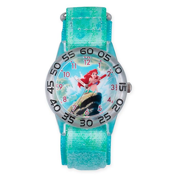 Disney® Little Mermaid Children's Ariel's Rock Time Teacher Watch in Plastic w/Green Nylon Strap
