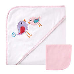 BabyVision® Luvable Friends® Birds Hooded Towel and Washcloth Set in Pink
