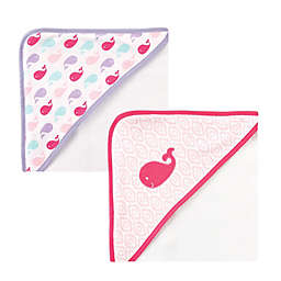 BabyVision® Luvable Friends® 2-Pack Whale Hooded Towel in Pink